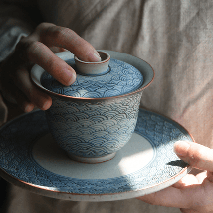 De Theeplantage Handgemaakte Qinghua Gaiwan