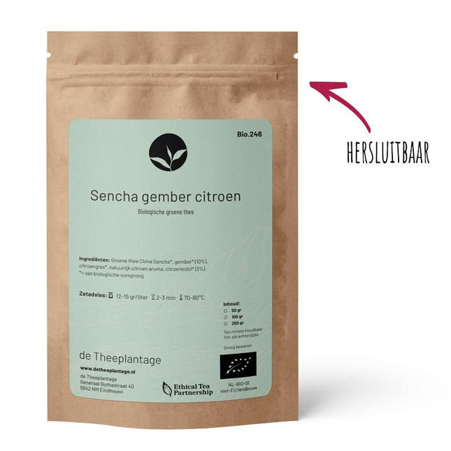 De Theeplantage Sencha gember citroen biologisch