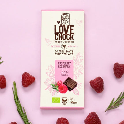 Raspberry Rosemary – chocolade met dadels, framboos en rozemarijn