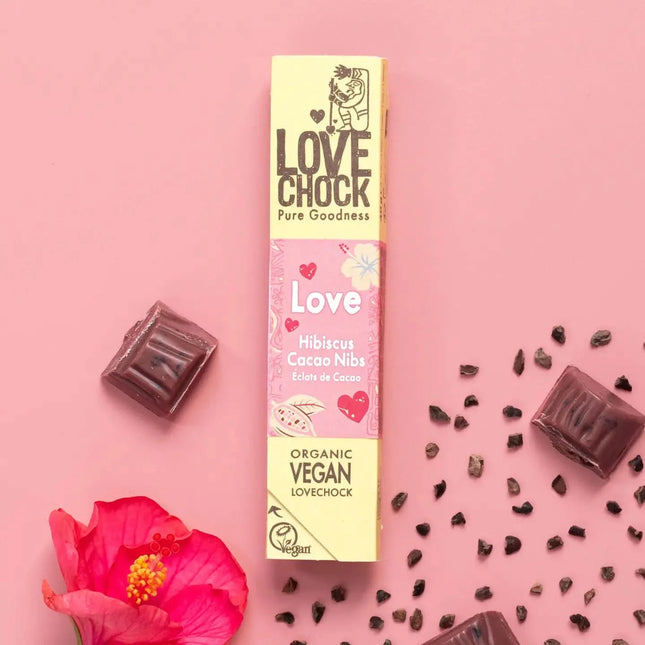 Love - Roze chocolade met hibiscus en cacao nibs