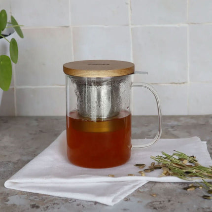 Ogo Living Glazen theekop met filter 450 ml