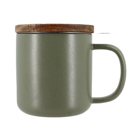 Ogo Living Juliet beker met filter 300ml in khaki met houten deksel