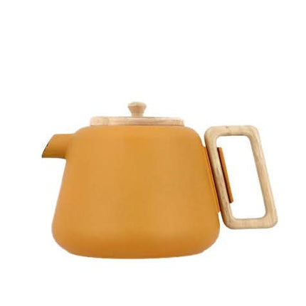 Ogo Living Viggo theepot 1L in geel gietijzer met hout
